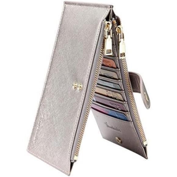 Womens Wallet RFID Blocking Bifold Multi Card Case Wallet with Zipper Pocket - Picture 1 of 5